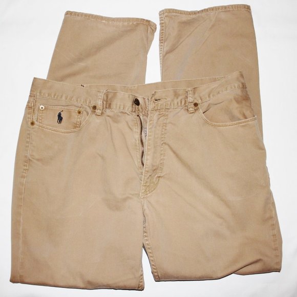 NICE Ralph Lauren Polo 100% Cotton 5 Pocket Jeans, 38 X 32 Khaki Tan - Picture 4 of 7